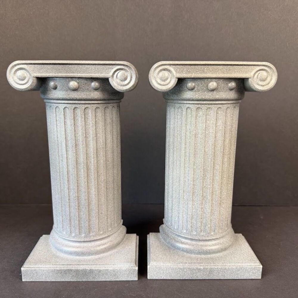Hidden Storage Zelco "The Secret Column" Grey Bookends, Model 10083, Vintage